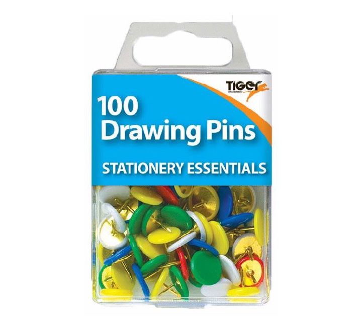 (100) COLOURED DRAWING PINS